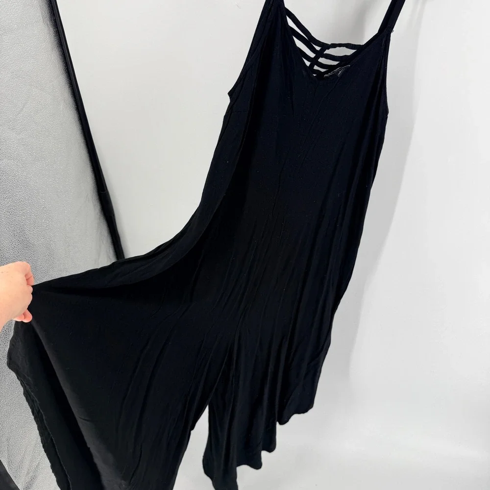 MSK Black Wide Leg Jumpsuit‎ Size L Strappy Cage Neck Sleeveless Boho Elevated